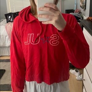 Red Fourth of July SoulCycle Cropped Hoodie